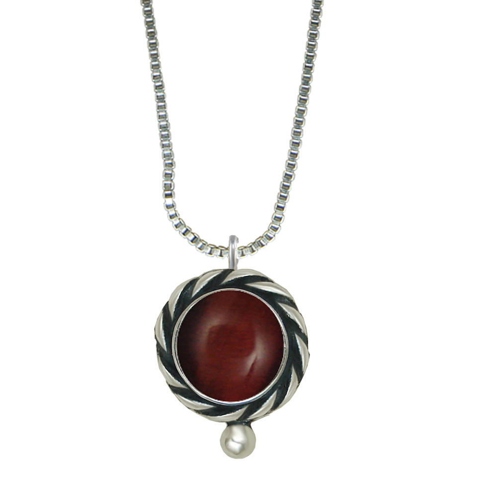 Sterling Silver Little Red Tiger Eye Pendant Necklace
